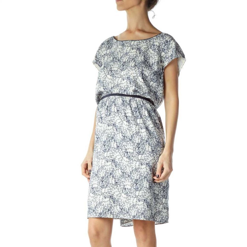 LOFT Blue White Floral Work Dress - Picture 2 of 3